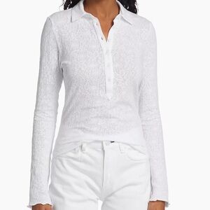 Gemma Jacquard Long-Sleeve Polo Top
